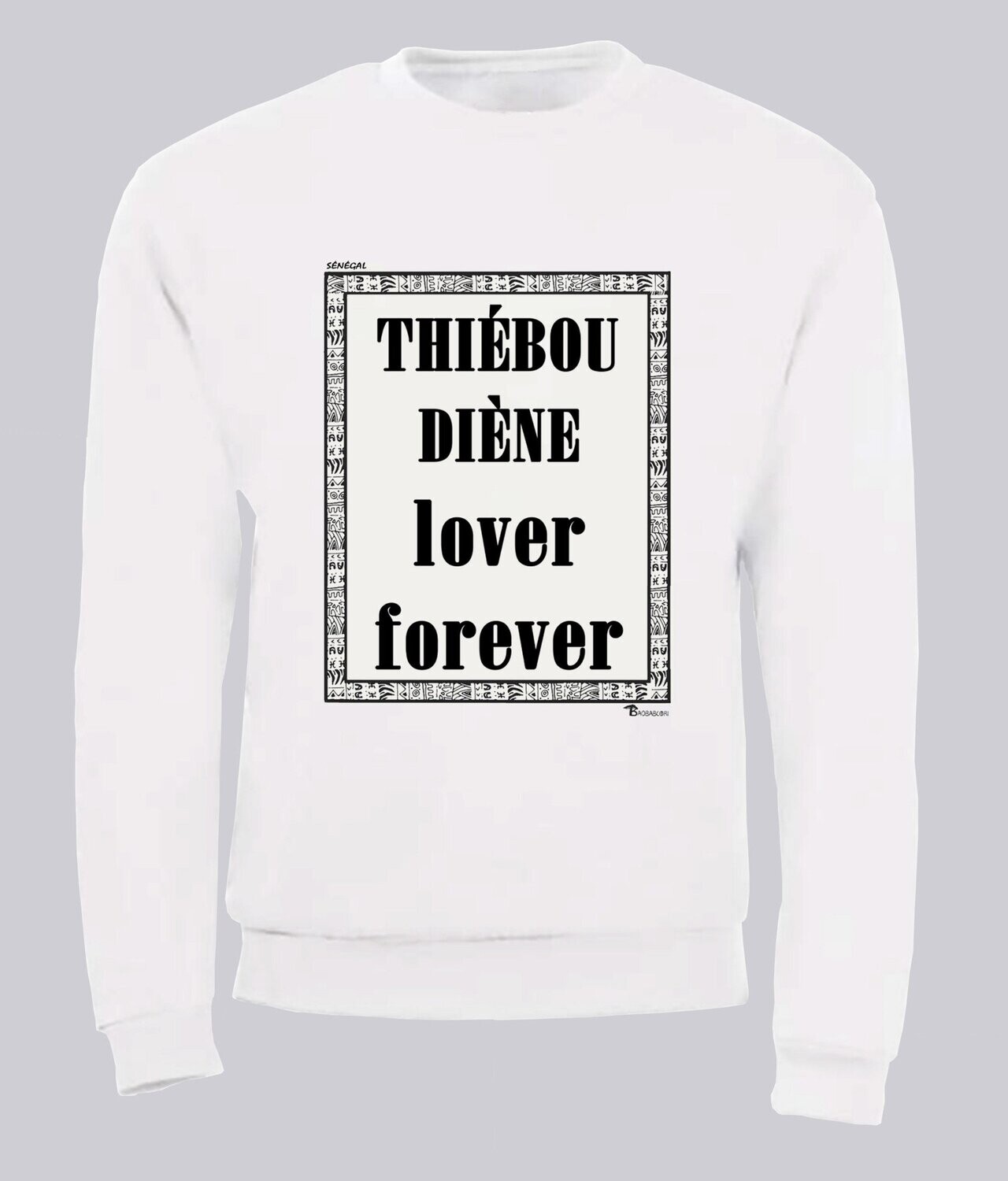 SWEAT GASTRONOMIE THIEBOUDIENNE, COULEUR: BLANC, FOND MOTIF: BLANC
