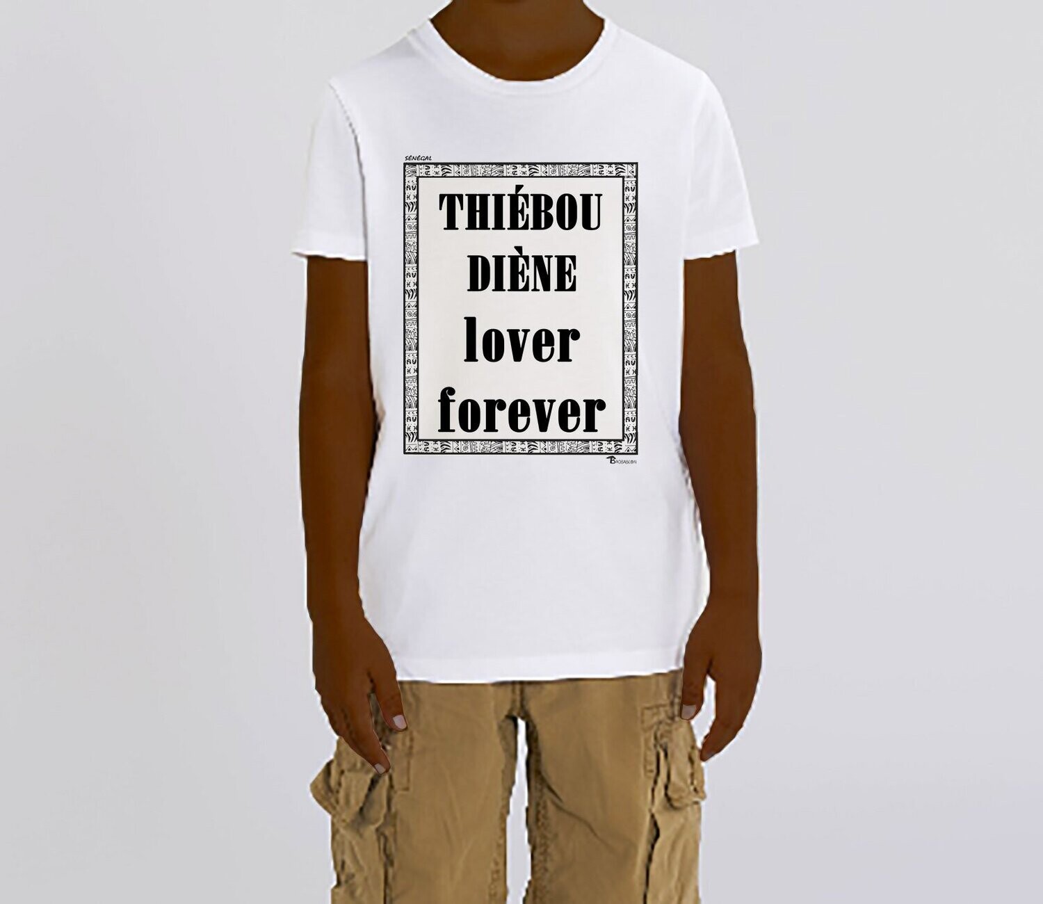 TEE SHIRT GASTRONOMIE THIEBOUDIENNE, COULEUR: BLANC, FOND MOTIF: BLANC
