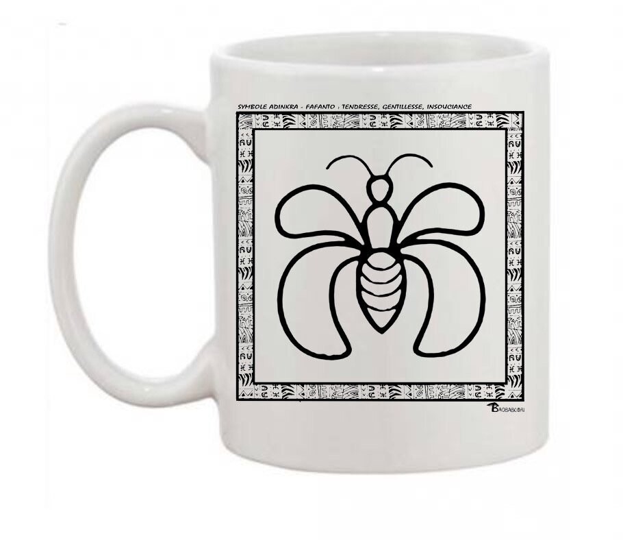 MUG SYMBOLE  ADINKRA "FAFANTO" TENDRESSE GENTILLESSE INSOUCIANCE