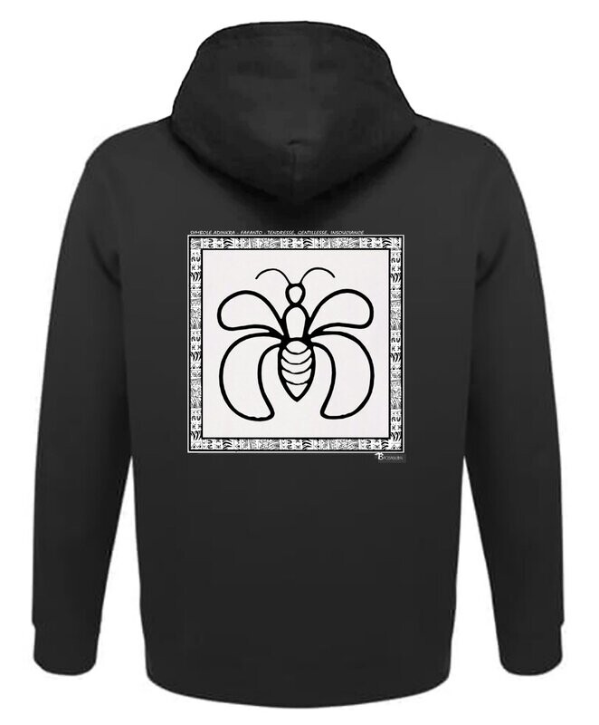 SWEAT A CAPUCHE SYMBOLE ADINKRA "FAFANTO" TENDRESSE GENTILLESSE INSOUCIANCE