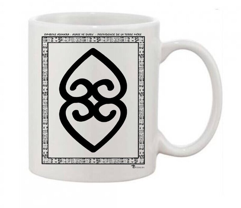 MUG SYMBOLE  ADINKRA  "ASASE YE DURU"  PROVIDENCE DE LA TERRE MERE