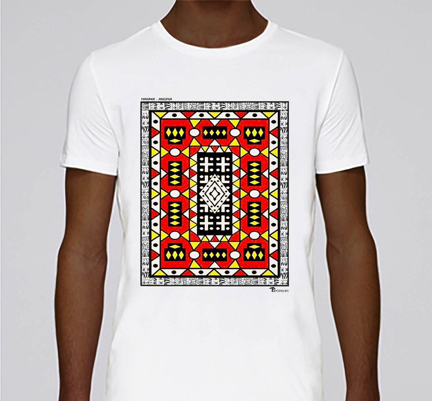 TEE SHIRT TEXTILE SAMAKAKA  ANGOLA, COULEUR: BLANC