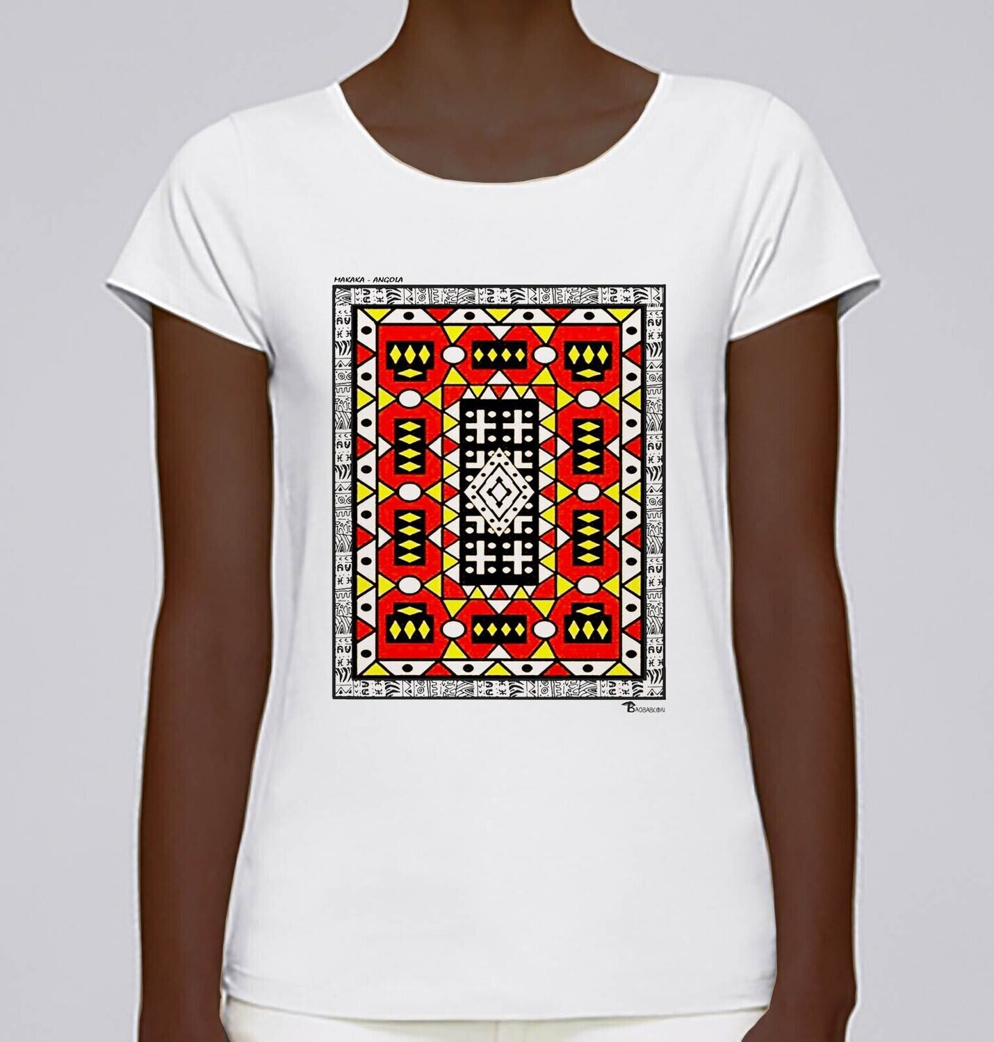 TEE SHIRT TEXTILE SAMAKAKA ANGOLA, COULEUR: BLANC