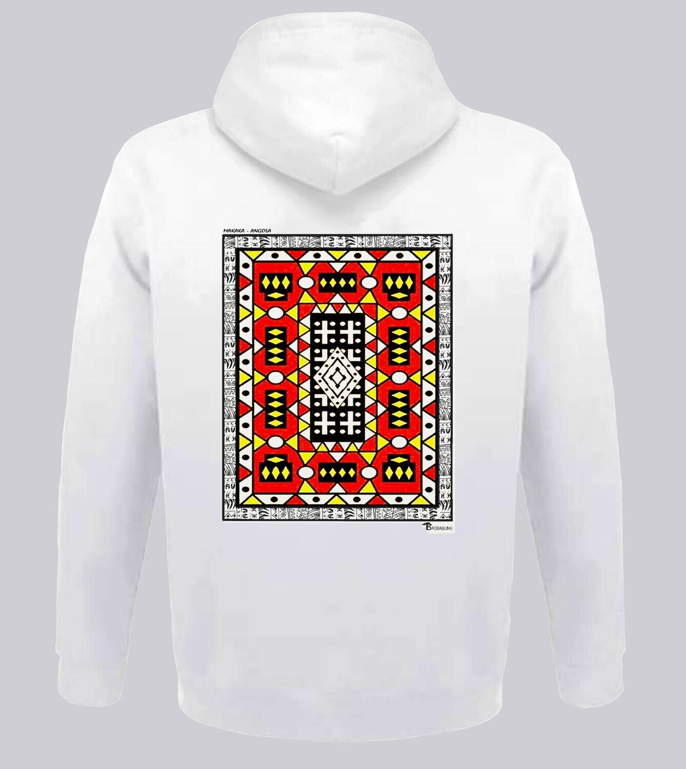 SWEAT A CAPUCHE TEXTILE SAMAKAKA ANGOLA, COULEUR: BLANC