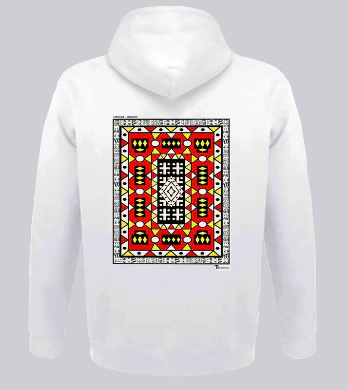 SWEAT A CAPUCHE TEXTILE SAMAKAKA ANGOLA, COULEUR: BLANC