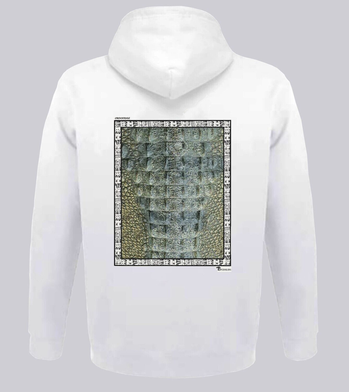 SWEAT A CAPUCHE FAUNE CROCODILE, COULEUR: BLANC