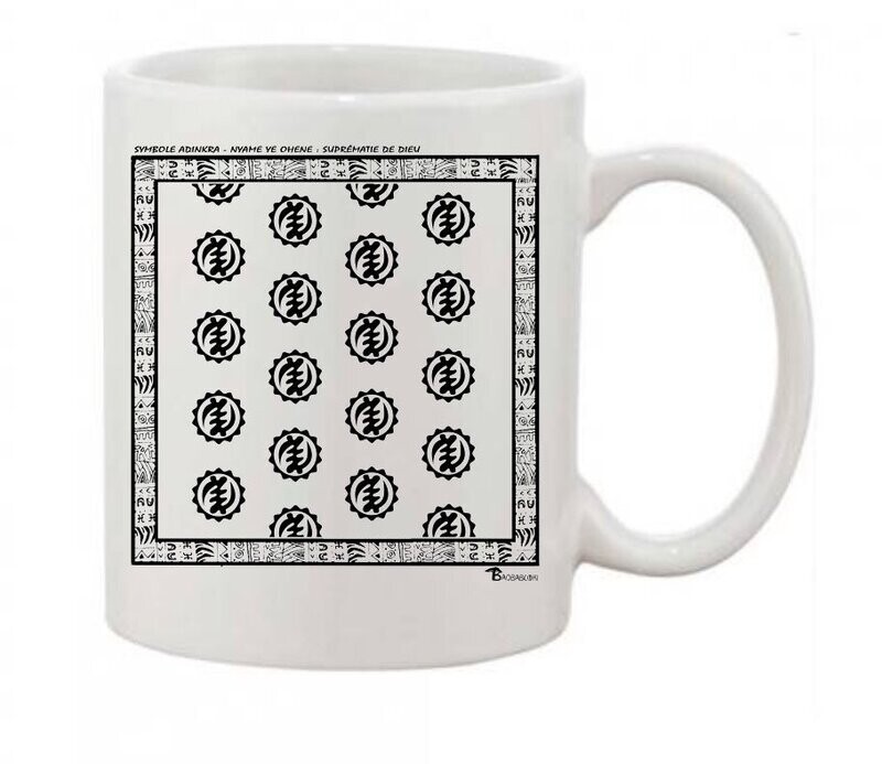 MUG SYMBOLE  ADINKRA  "NYAME NE OHENE"  SUPREMATIE DE DIEU