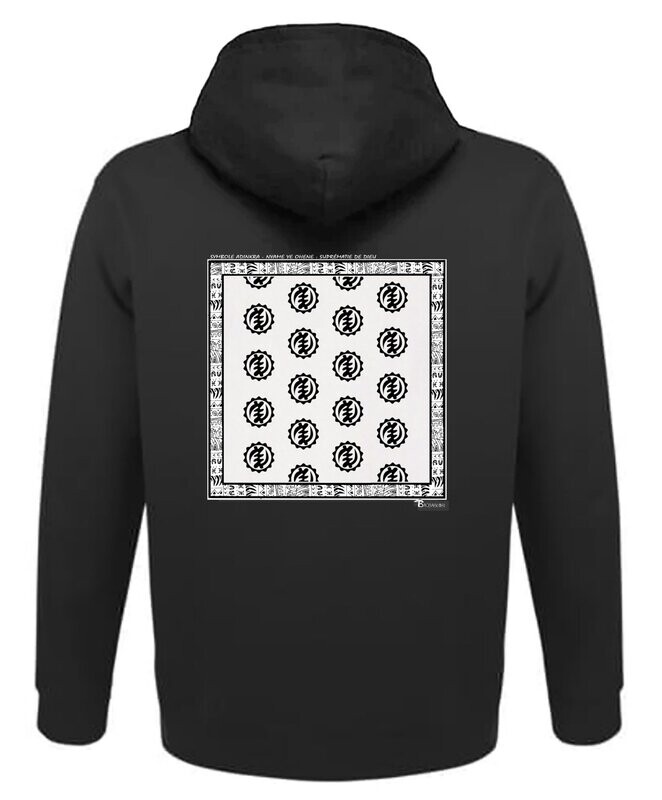 SWEAT A CAPUCHE SYMBOLE ADINKRA   "NYAME NE OHENE"  SUPREMATIE DE DIEU