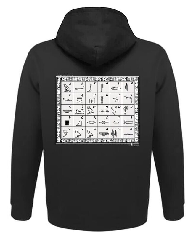 SWEAT A CAPUCHE ECRITURE HYEROGLYPHE EGYPTE
