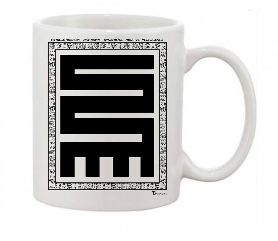 MUG SYMBOLE  ADINKRA  "NKYINKYIM"  DYNAMISME - INITIATIVE - POLYVALENCE