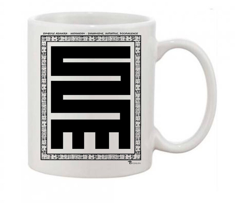 MUG SYMBOLE  ADINKRA  "NKYINKYIM"  DYNAMISME - INITIATIVE - POLYVALENCE