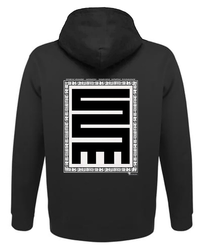 SWEAT A CAPUCHE SYMBOLE ADINKRA  "NKYINKYIM"  DYNAMISME - INITIATIVE - POLYVALENCE