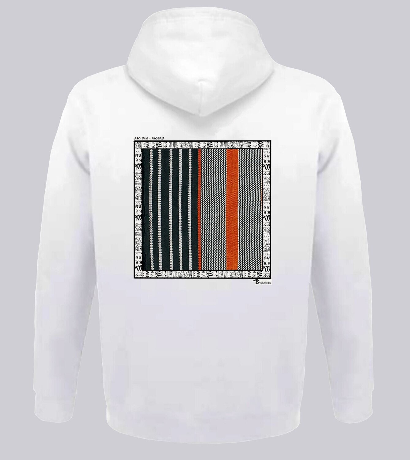 SWEAT A CAPUCHE TEXTILE ASO OKE NIGERIA, COULEUR: BLANC