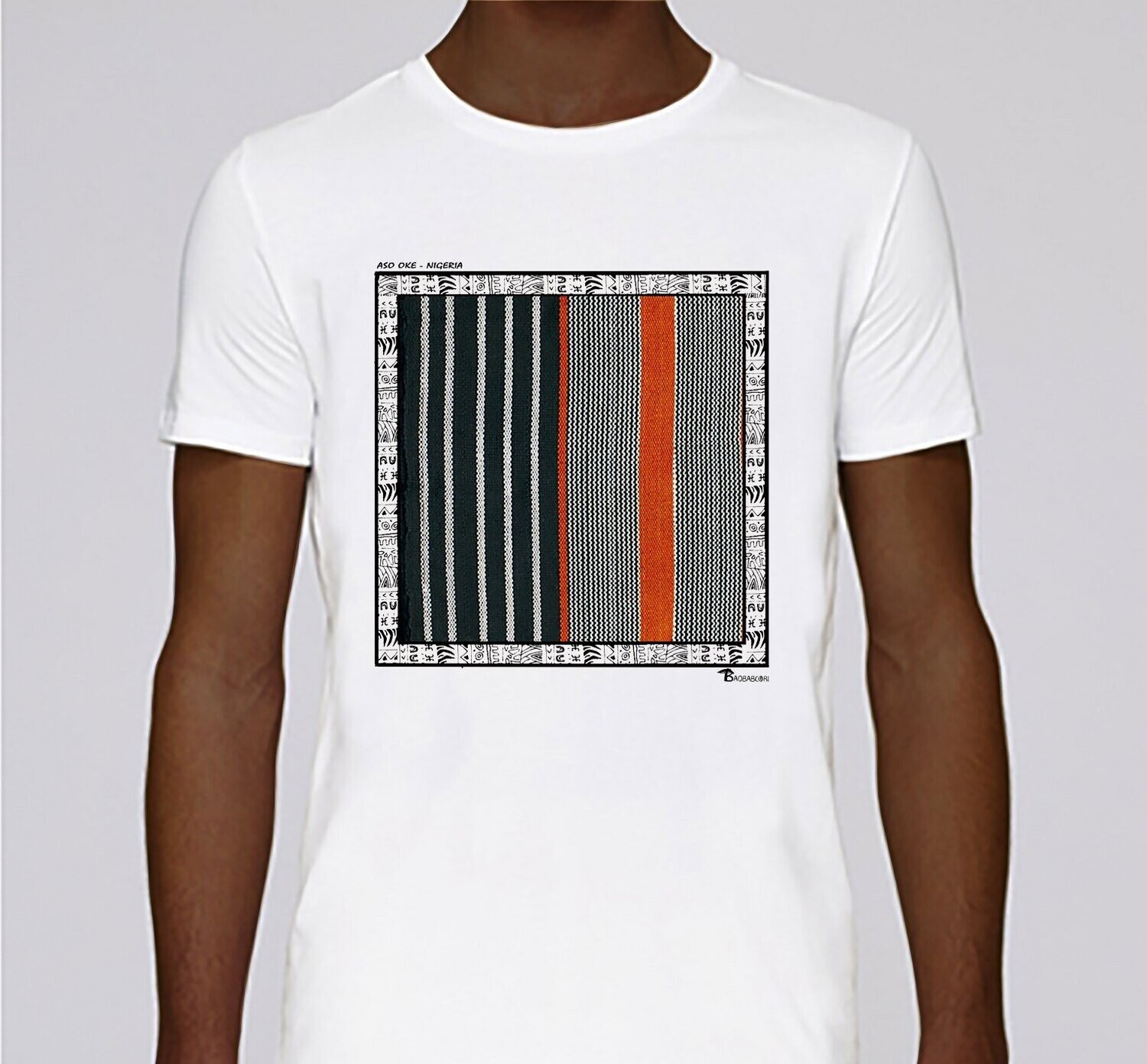 TEE SHIRT TEXTILE ASO OKE NIGERIA, COULEUR: BLANC