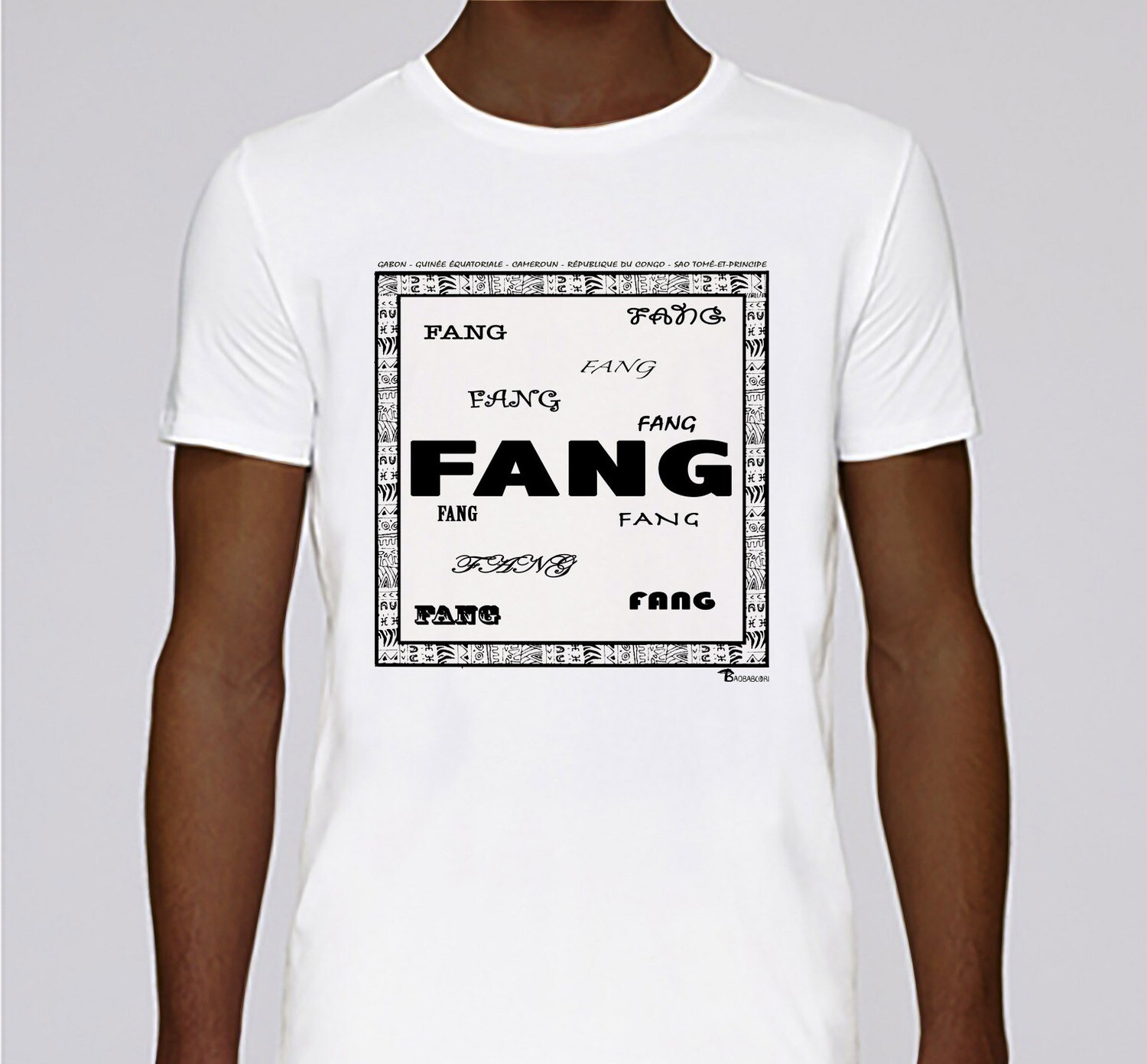 TEE SHIRT RACINE FANG, COULEUR: BLANC, FOND MOTIF: BLANC