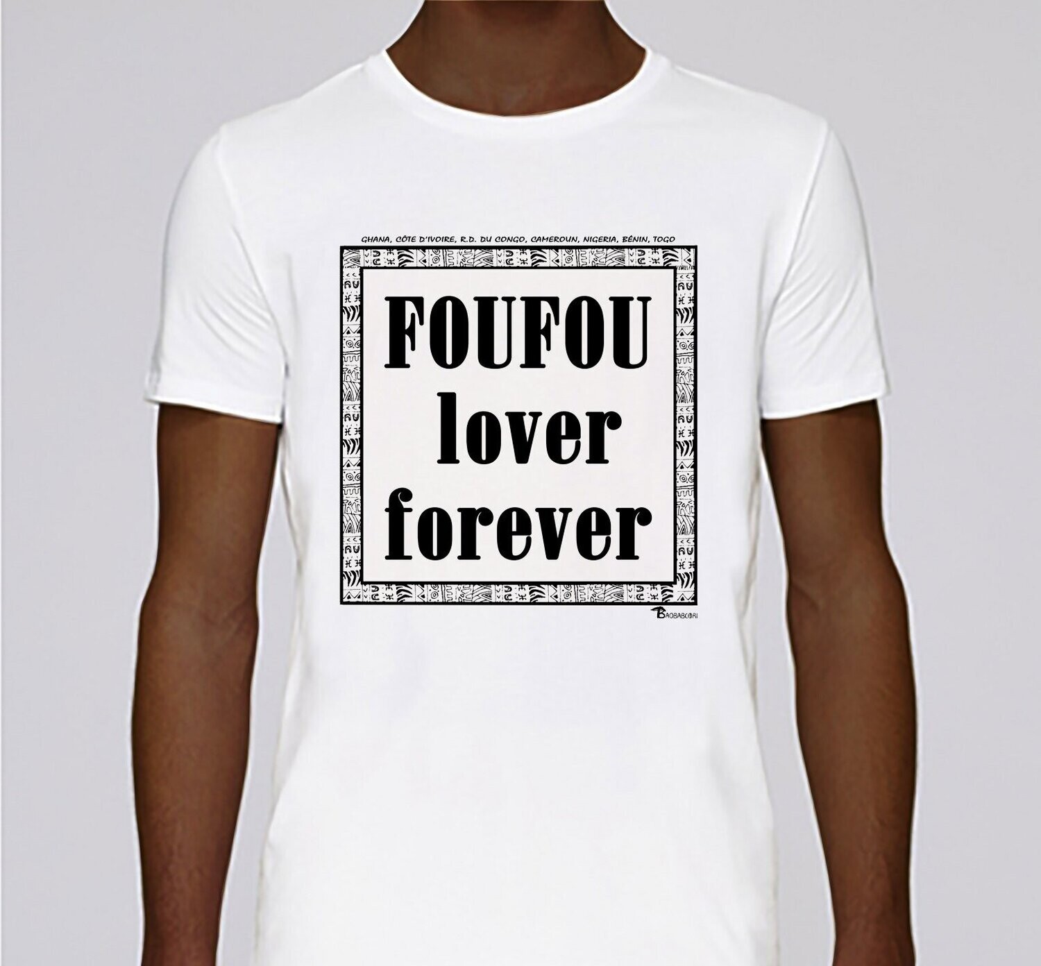 TEE SHIRT GASTRONOMIE FOUFOU, COULEUR: BLANC, FOND MOTIF: BLANC