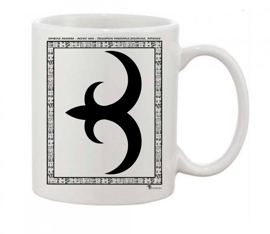 MUG SYMBOLE  ADINKRA  "AKOKO NAN"  EDUCATION PARENTALE  - DISCIPLINE- PATIENCE