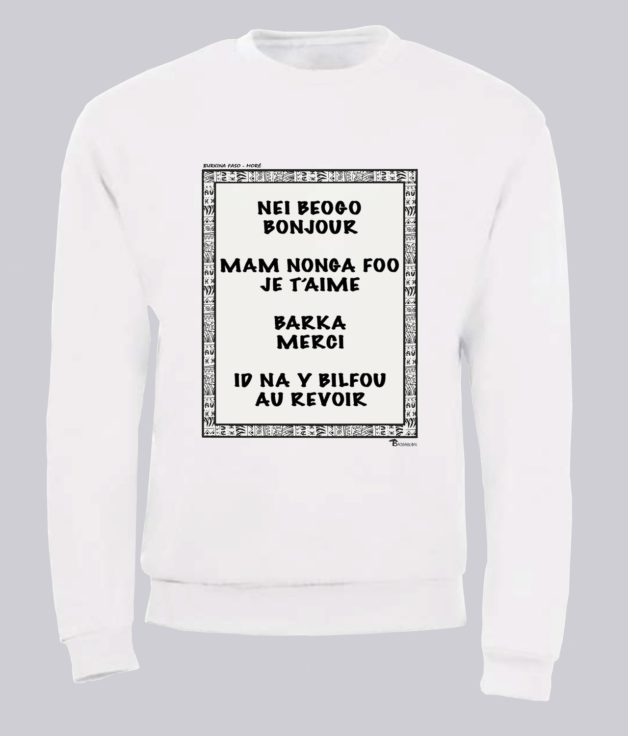 SWEAT LANGUE MORÉ, COULEUR: BLANC, FOND MOTIF: BLANC