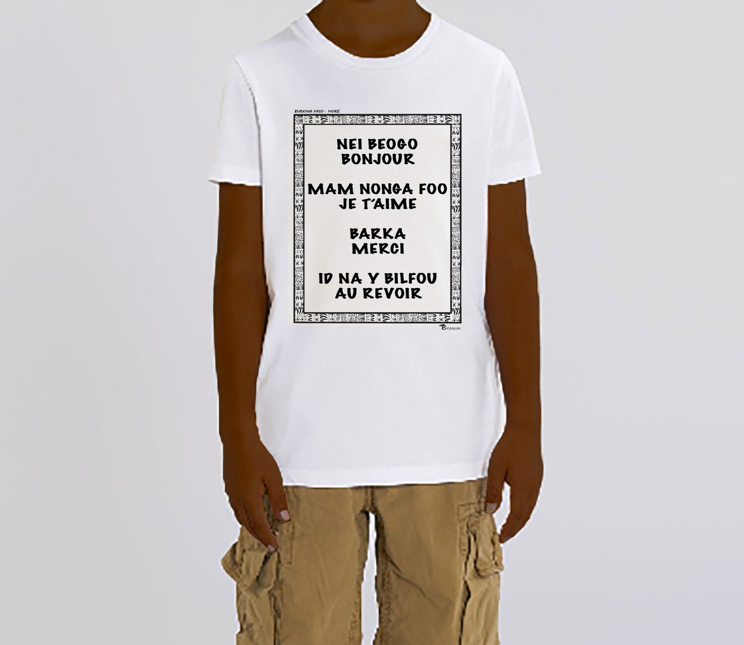 TEE SHIRT LANGUE MORÉ, COULEUR: BLANC, FOND MOTIF: BLANC
