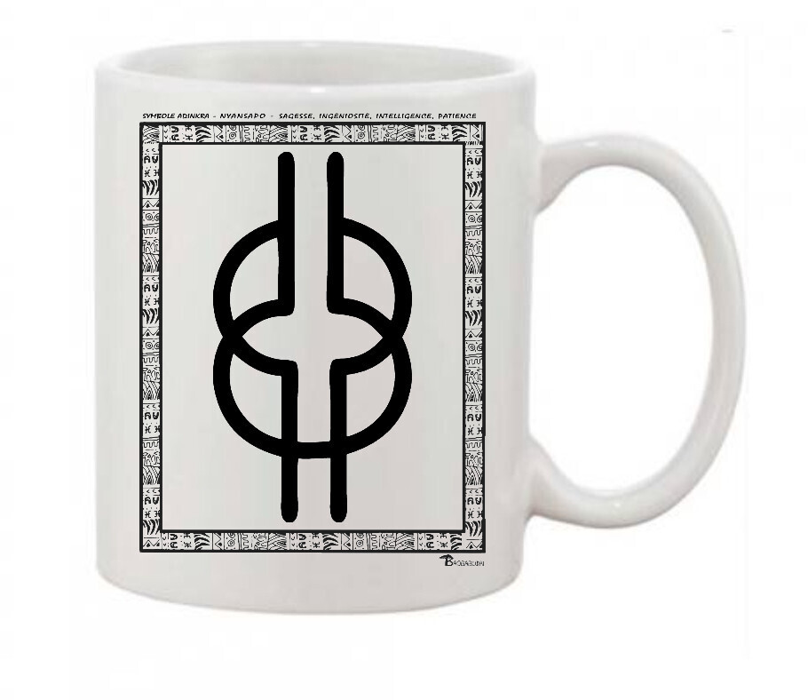 MUG SYMBOLE  ADINKRA  "NYANSAPO" SAGESSE -INGENIOSITE - INTELLIGENCE- PATIENCE