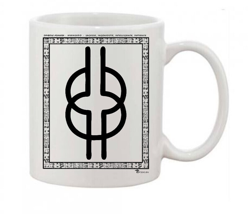 MUG SYMBOLE  ADINKRA  "NYANSAPO" SAGESSE -INGENIOSITE - INTELLIGENCE- PATIENCE