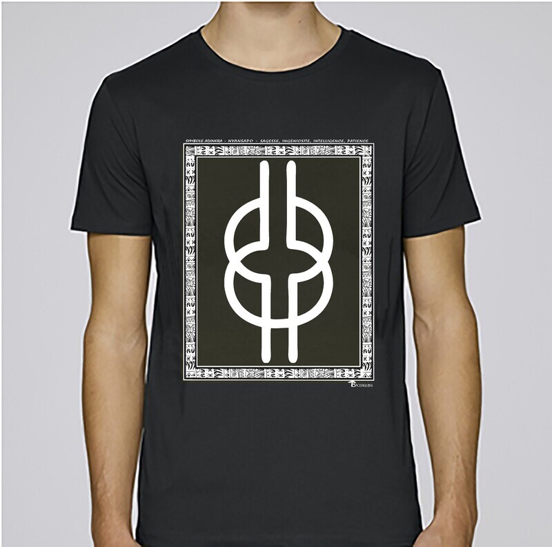 TEE SHIRT SYMBOLE ADINKRA  "NYANSAPO" SAGESSE -INGENIOSITE - INTELLIGENCE- PATIENCE