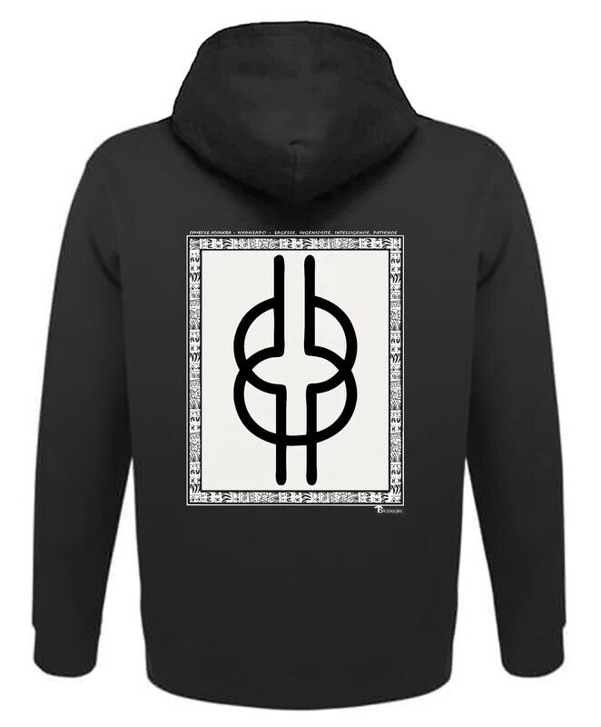 SWEAT A CAPUCHE SYMBOLE ADINKRA  "NYANSAPO" SAGESSE -INGENIOSITE - INTELLIGENCE- PATIENCE