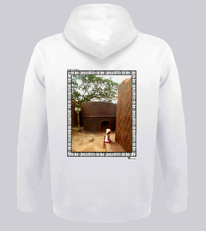 SWEAT A CAPUCHE FREESTYLE ART "PAUSE A TIEBELE", COULEUR: BLANC