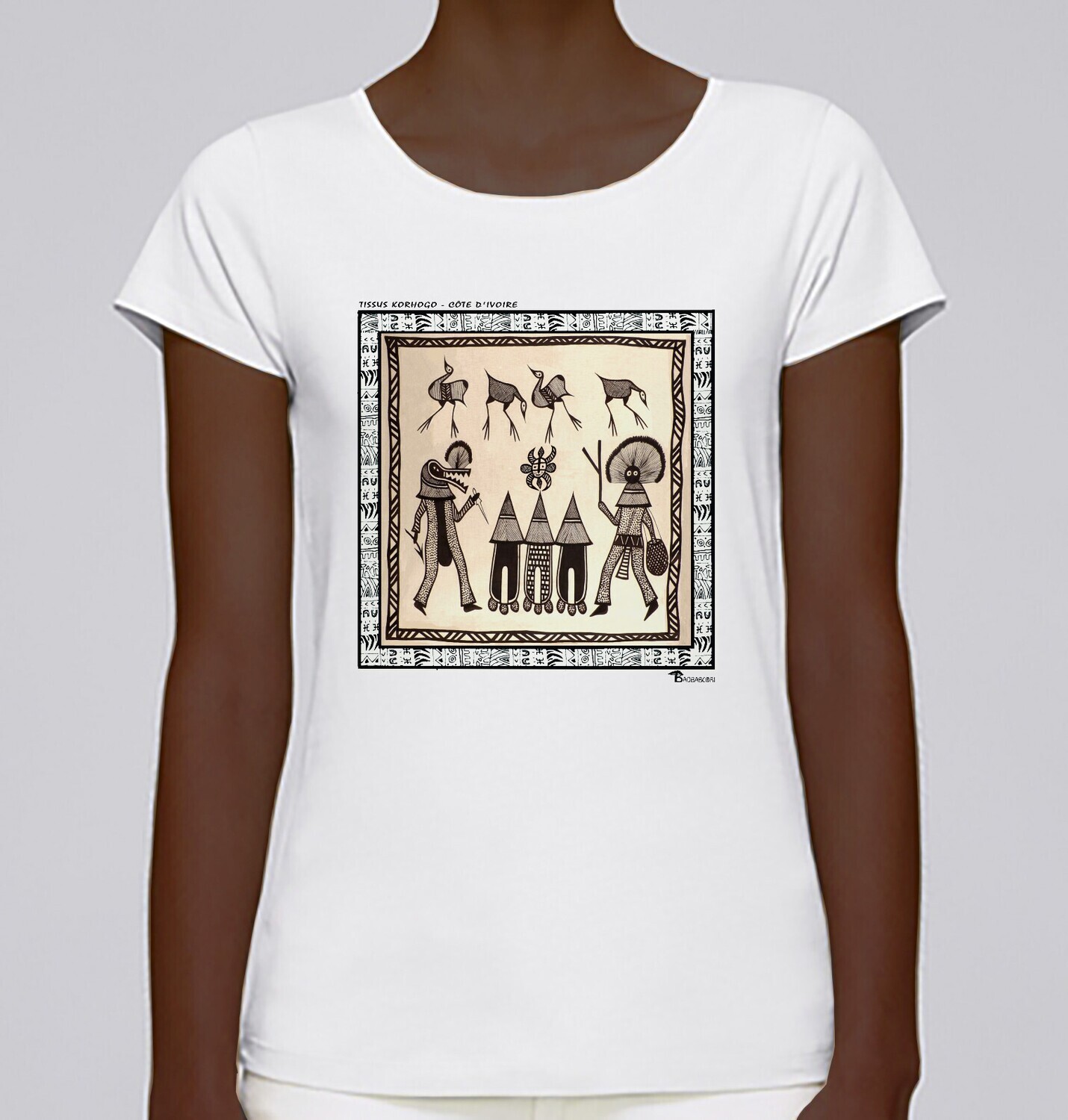TEE SHIRT TEXTILE KORHOGO  CÔTE D'IVOIRE, COULEUR: BLANC
