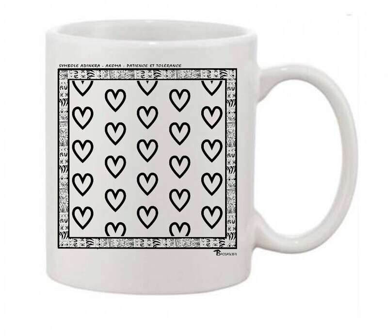 MUG SYMBOLE  ADINKRA  "AKOMA" TOLERANCE- PATIENCE
