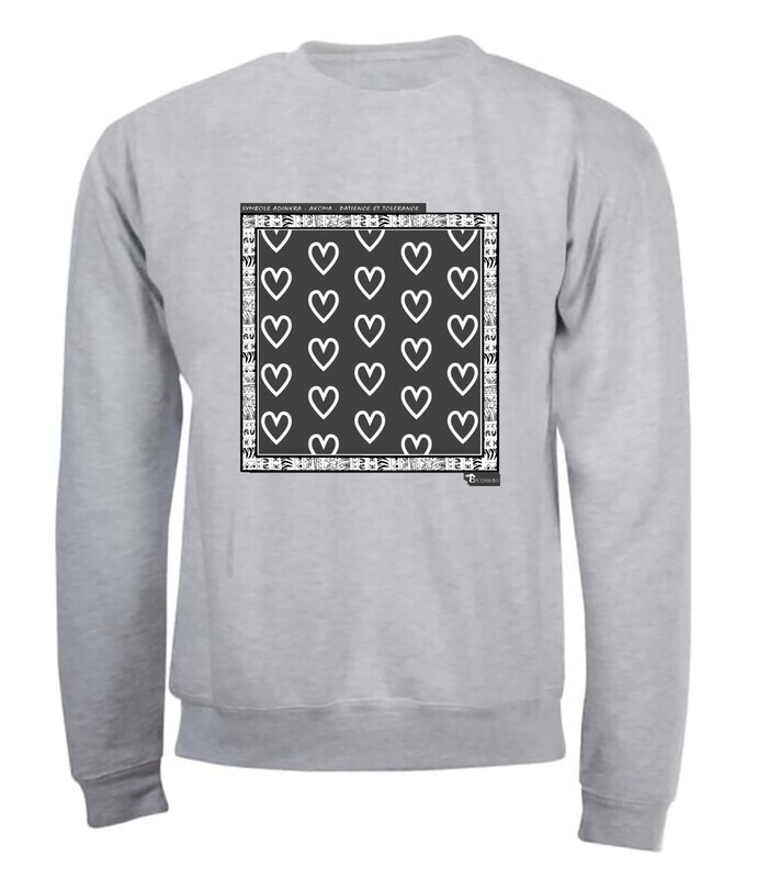 SWEAT SYMBOLE ADINKRA  "AKOMA" TOLERANCE- PATIENCE