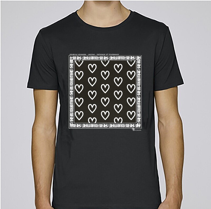 TEE SHIRT SYMBOLE ADINKRA  "AKOMA" TOLERANCE- PATIENCE