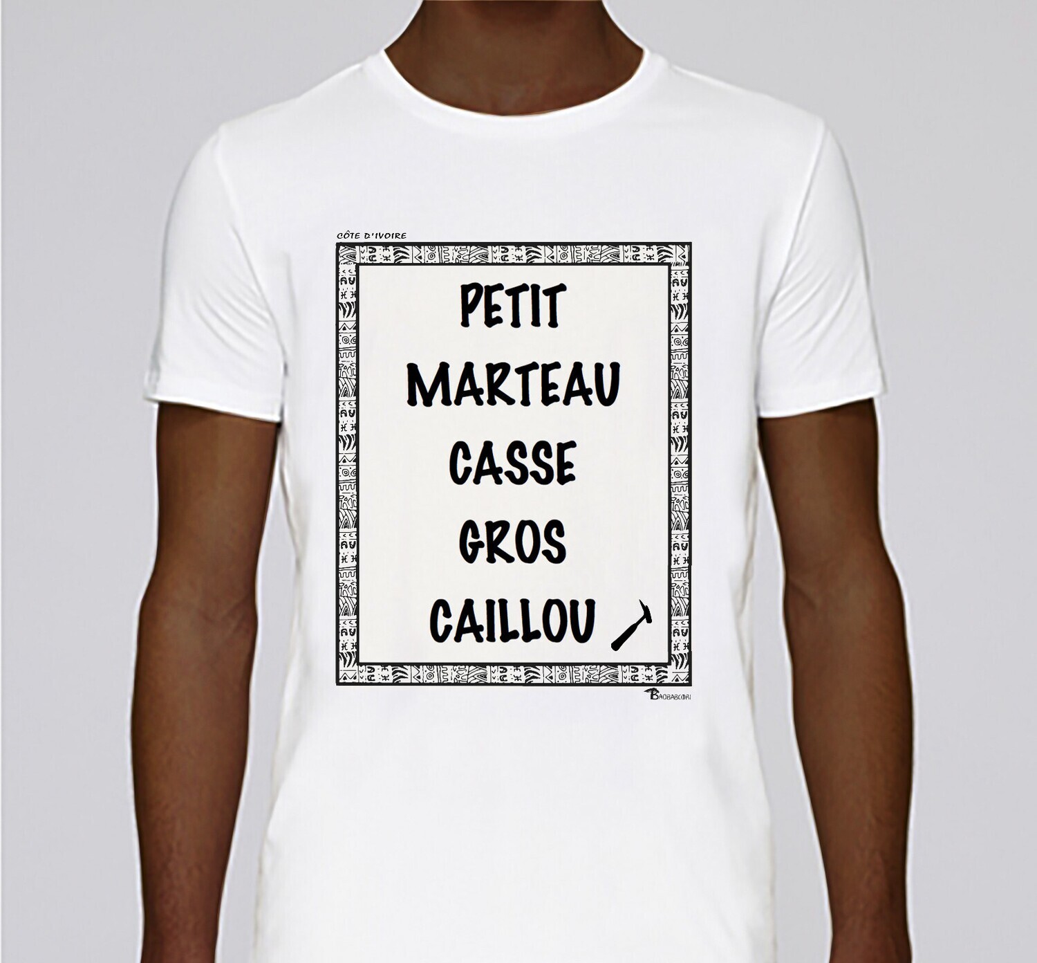 TEE SHIRT EXPRESSION  PETIT MARTEAU CÔTE D'IVOIRE, COULEUR: BLANC, FOND MOTIF: BLANC