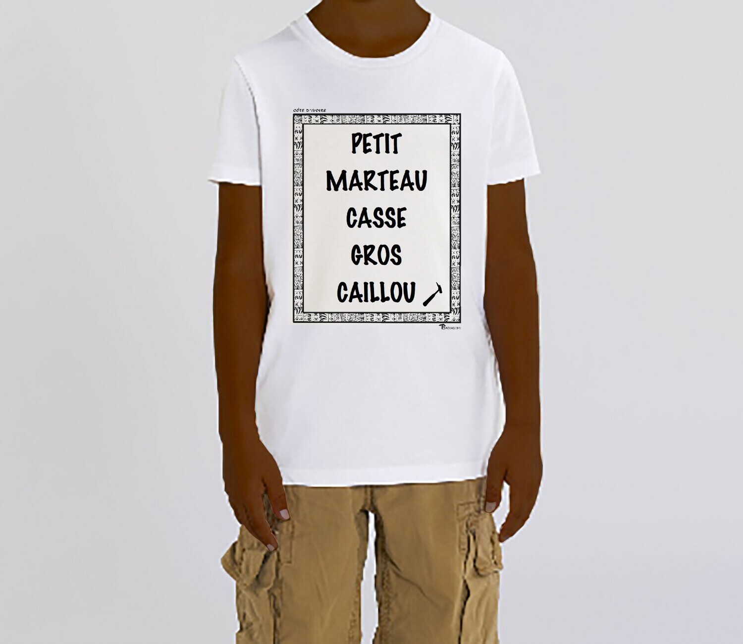 TEE SHIRT EXPRESSION  PETIT MARTEAU CÔTE D'IVOIRE, COULEUR: BLANC, FOND MOTIF: BLANC