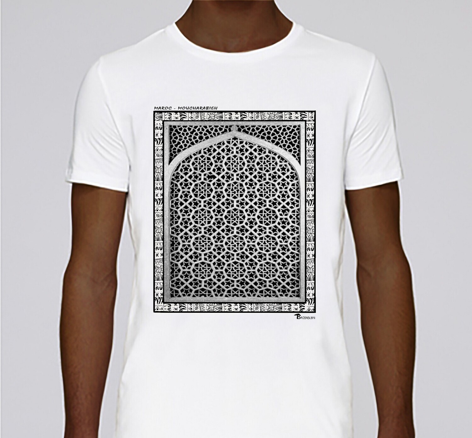TEE SHIRT ARCHITECTURE MOUCHARABIEH MAROC, COULEUR: BLANC