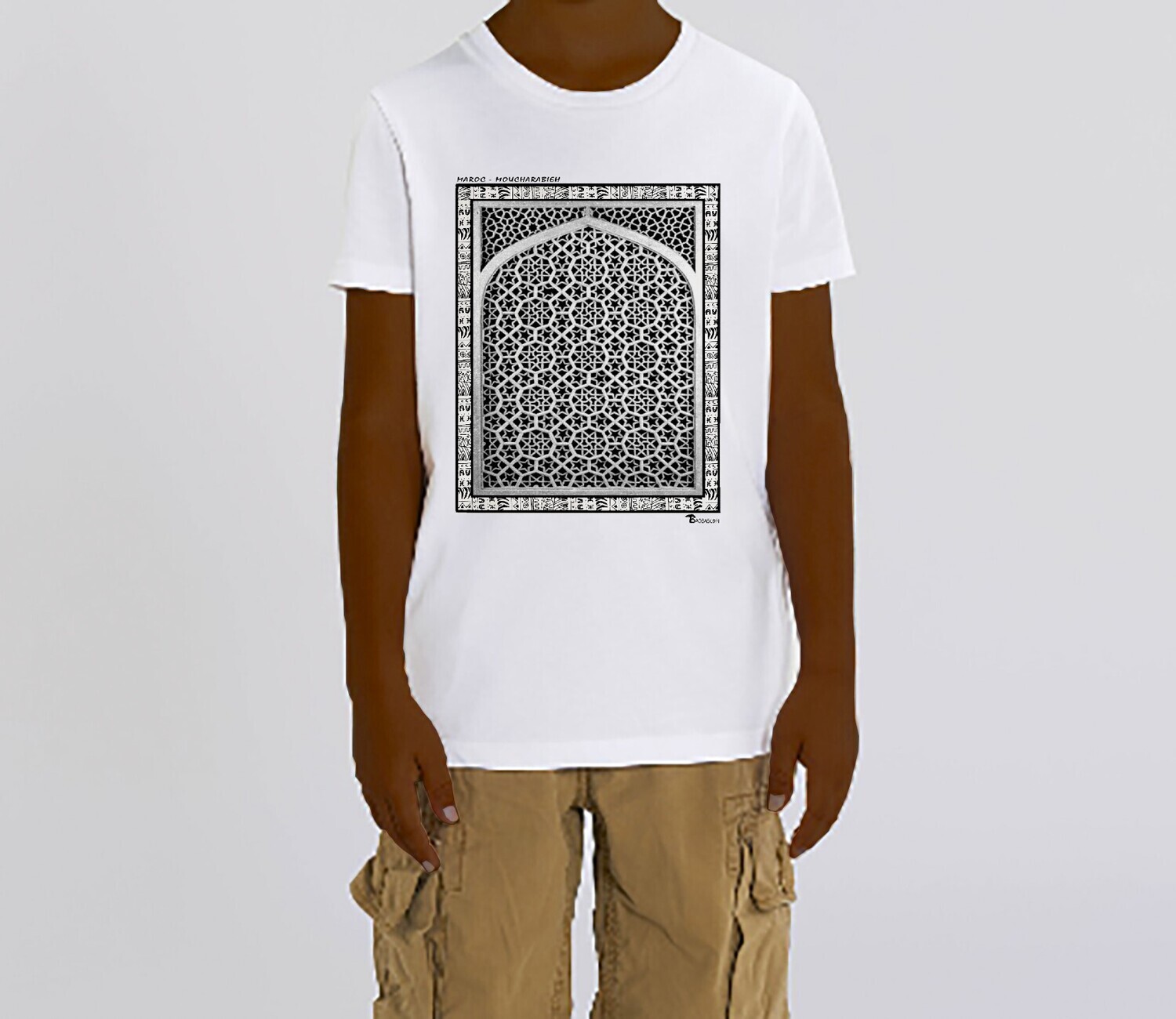 TEE SHIRT ARCHITECTURE MOUCHARABIEH MAROC, COULEUR: BLANC