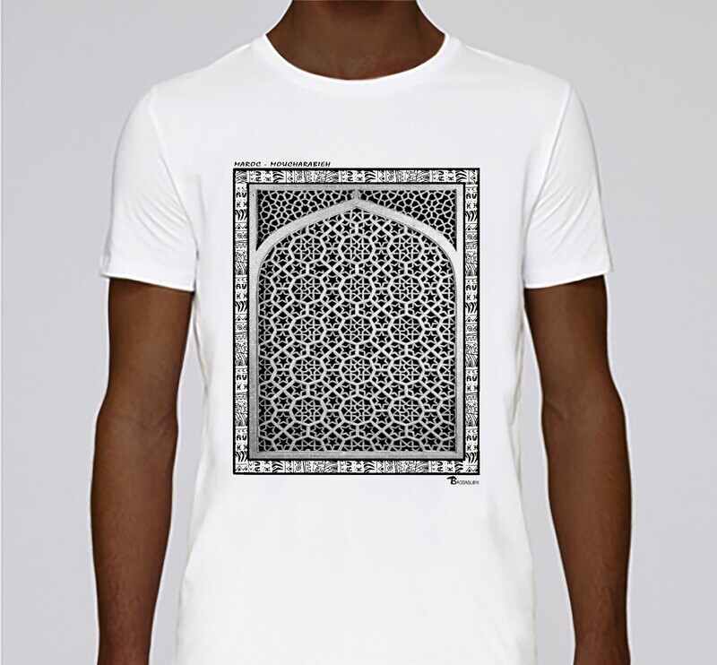 TEE SHIRT ARCHITECTURE MOUCHARABIEH MAROC, COULEUR: BLANC