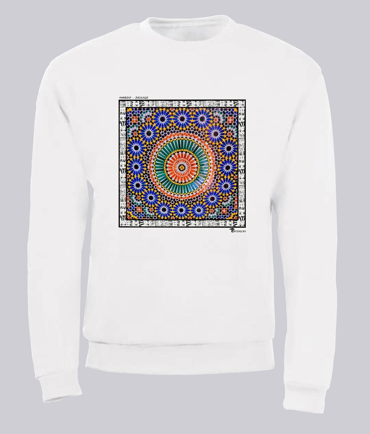 SWEAT ARCHITECTURE ZELLIGE MAROC, COULEUR: BLANC