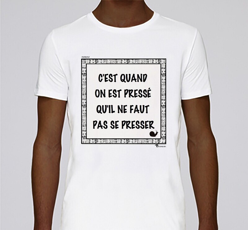 TEE SHIRT PROVERBE ET CITATION MAROC TEMPS, COULEUR: BLANC, FOND MOTIF: BLANC