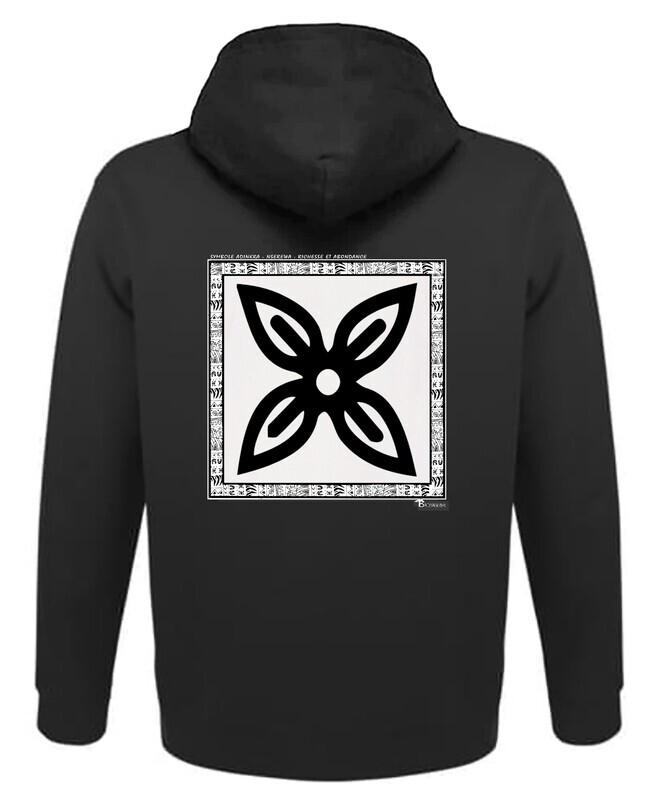 SWEAT A CAPUCHE SYMBOLE ADINKRA "NSEREWA"  RICHESSE - ABONDANCE