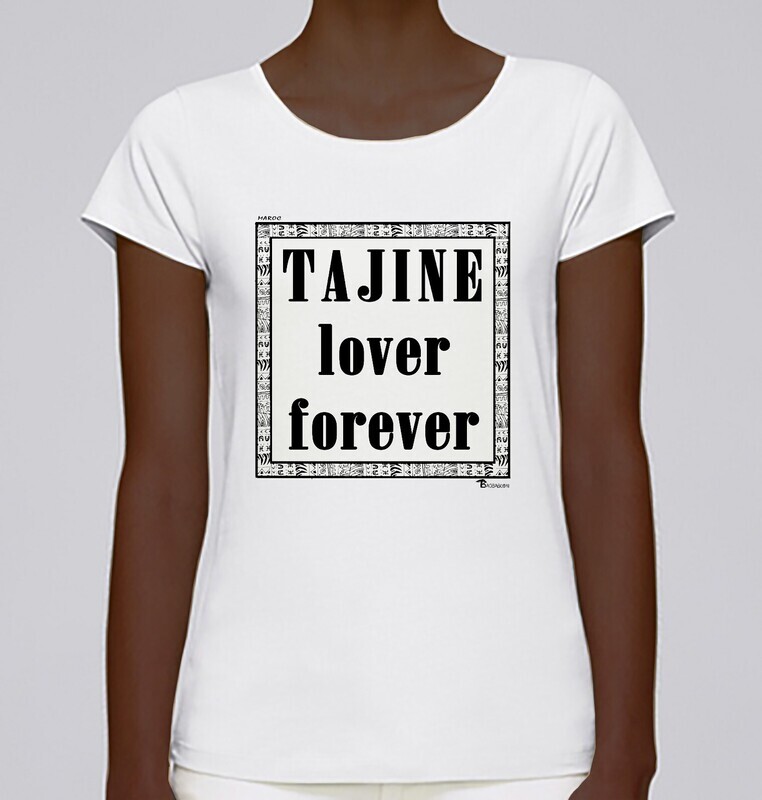 TEE SHIRT GASTRONOMIE TAJINE, COULEUR: BLANC, FOND MOTIF: BLANC