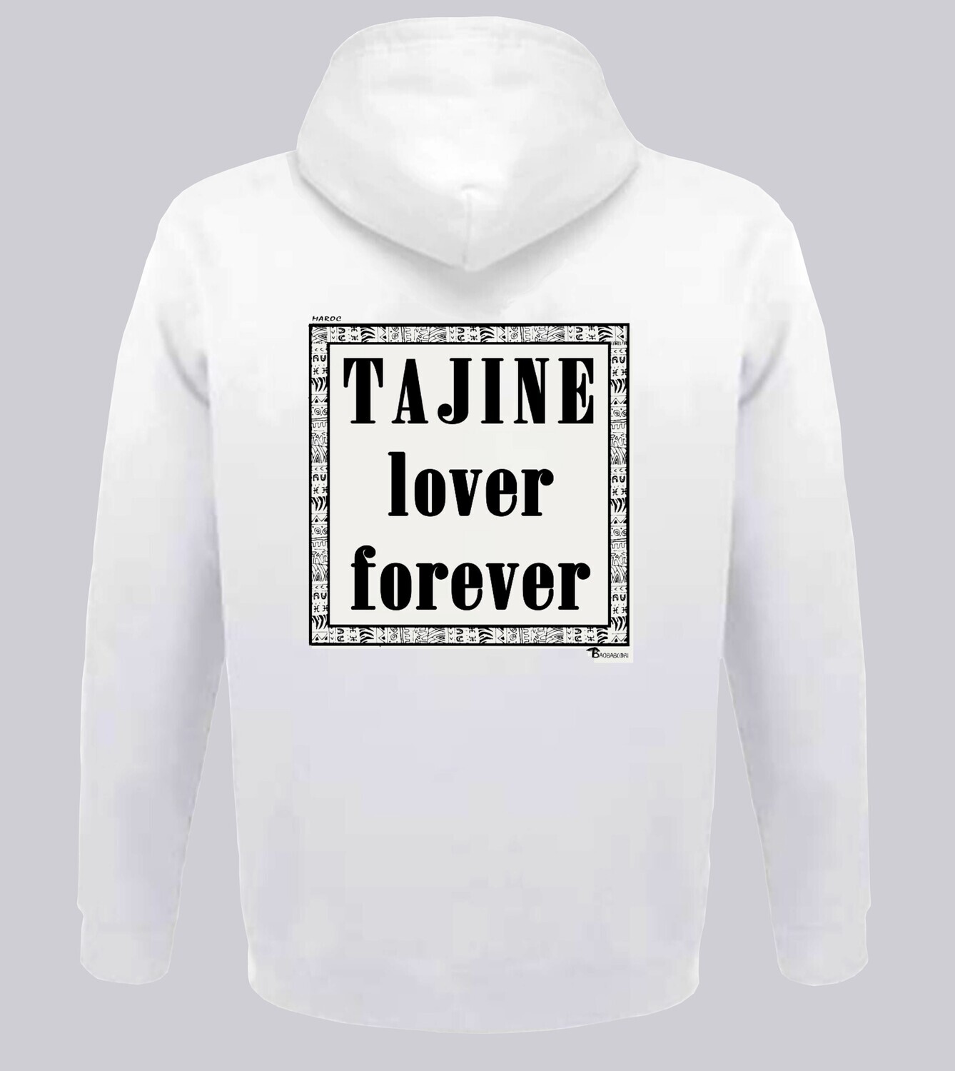 SWEAT A CAPUCHE  GASTRONOMIE  TAJINE, COULEUR: BLANC, FOND MOTIF: BLANC