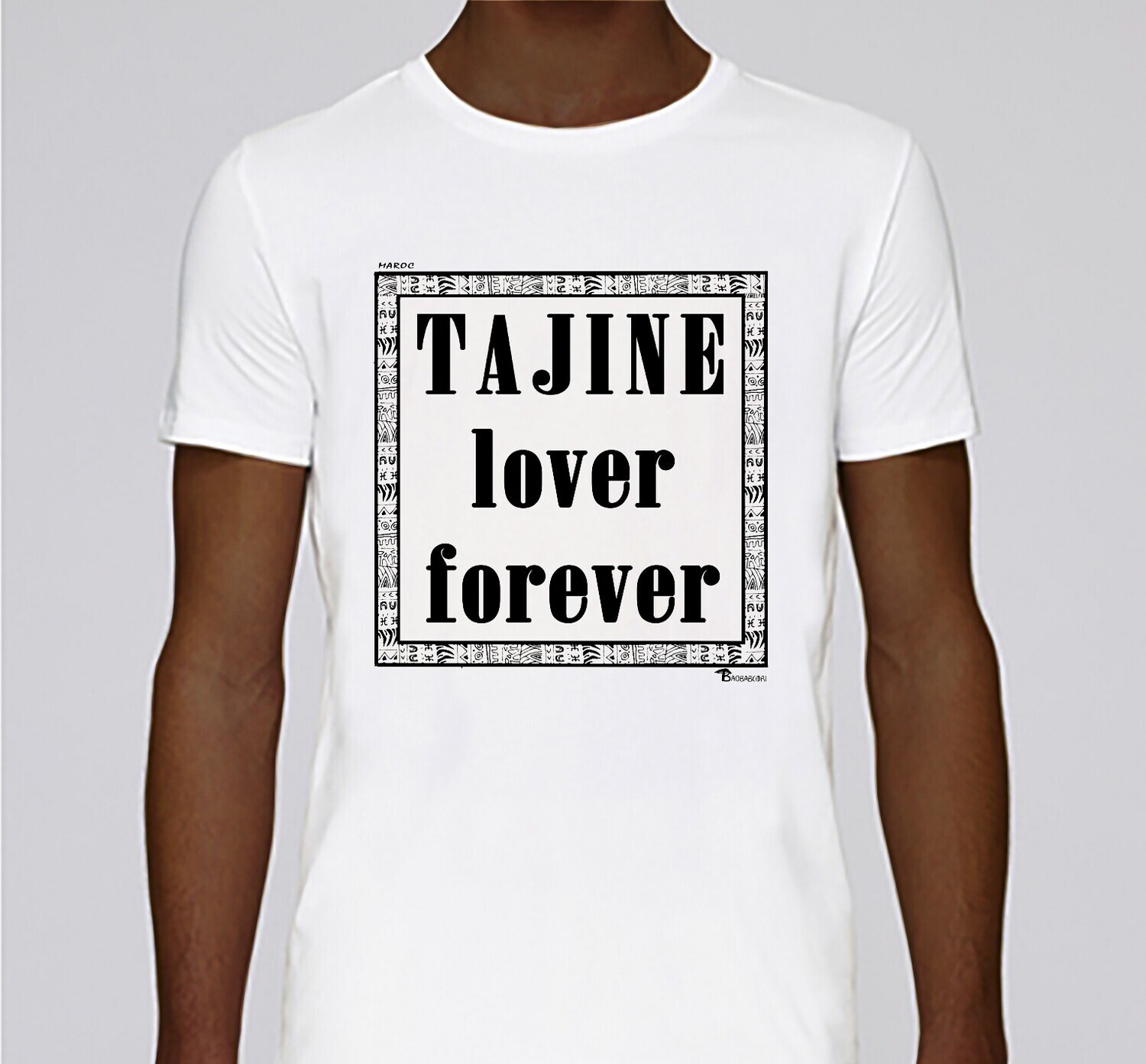 TEE SHIRT GASTRONOMIE TAJINE, COULEUR: BLANC, FOND MOTIF: BLANC