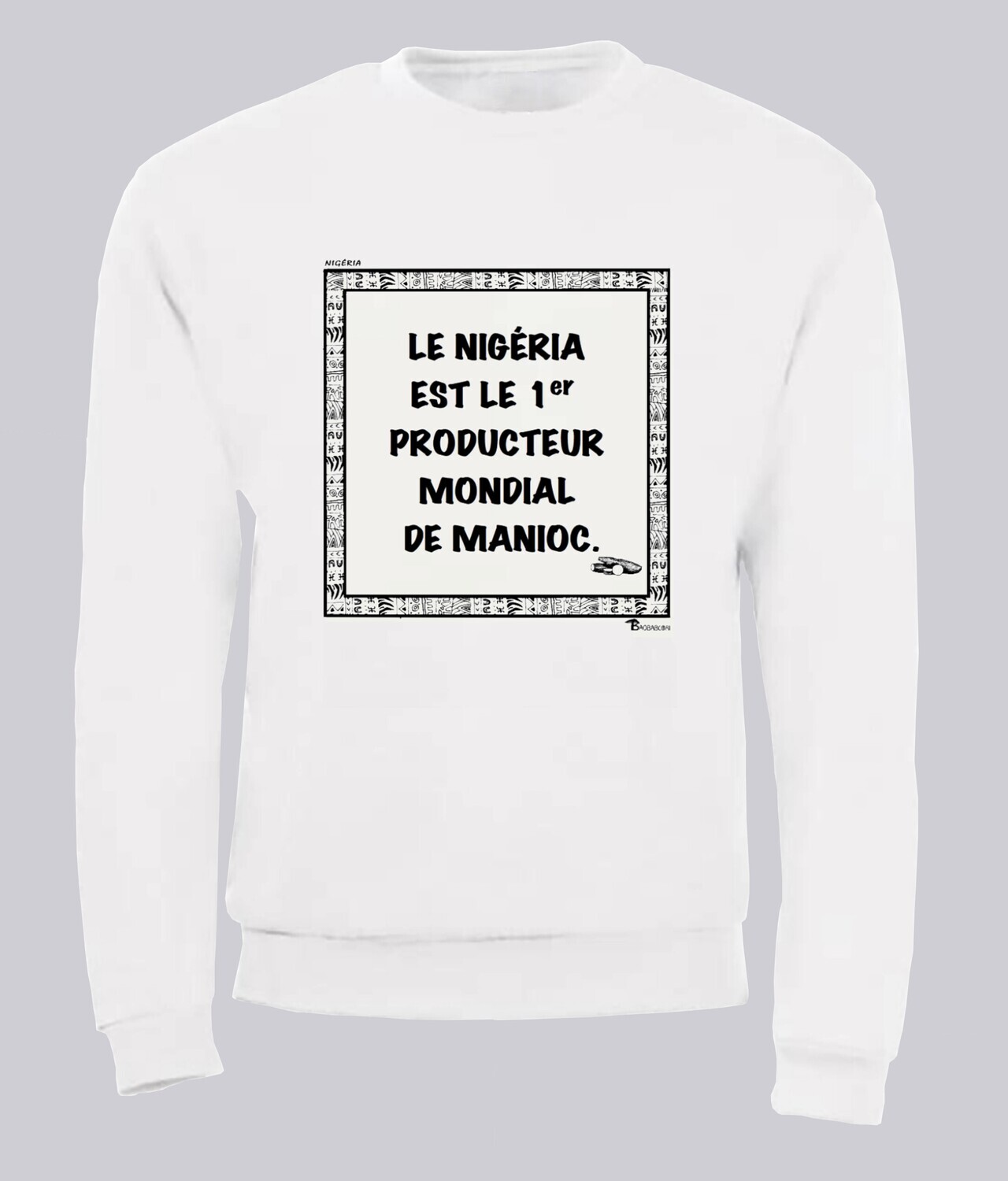 SWEAT  ÉCONOMIE NIGERIA MANIOC, COULEUR: BLANC, FOND MOTIF: BLANC