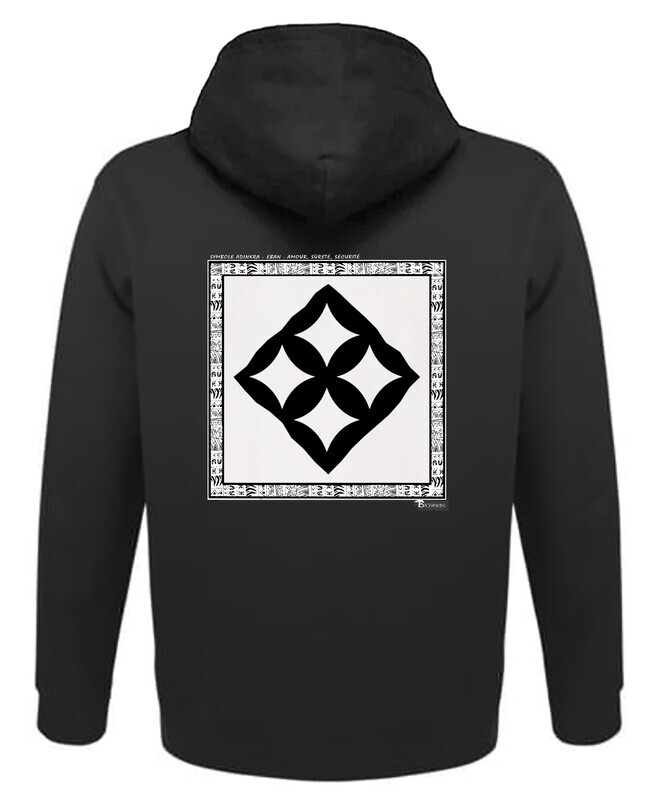 SWEAT A CAPUCHE SYMBOLE ADINKRA "EBAN"  AMOUR - SURETE - SECURITE