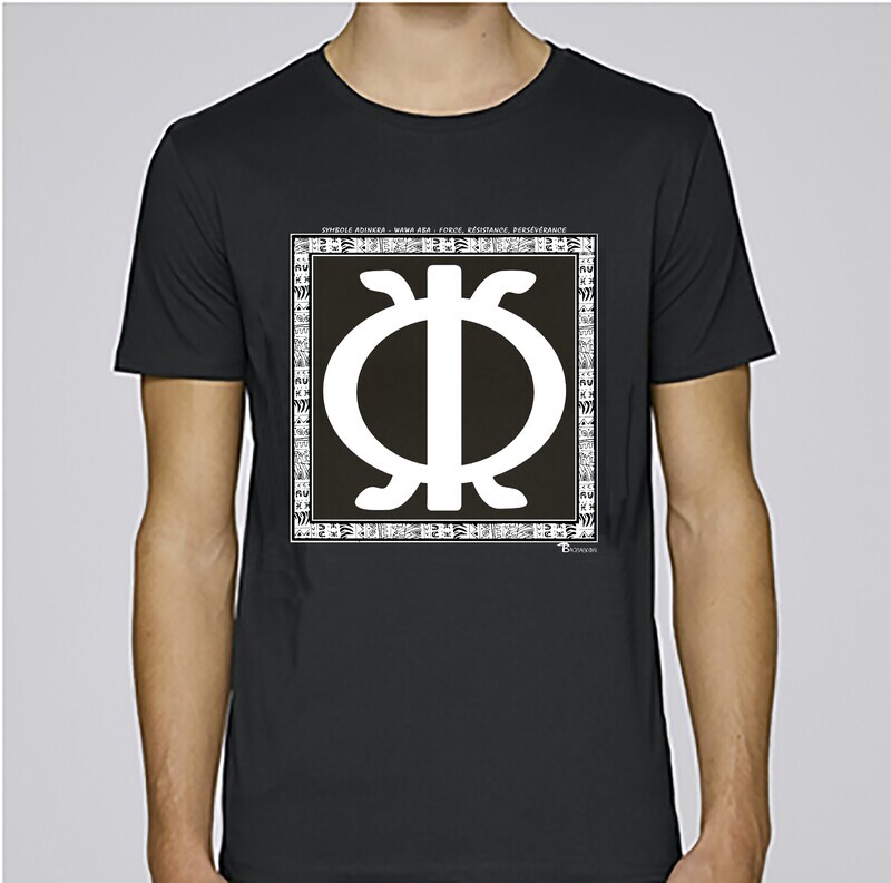 TEE SHIRT SYMBOLE ADINKRA  "WAWA ABA"  FORCE - RESISTANCE- PERSEVERANCE