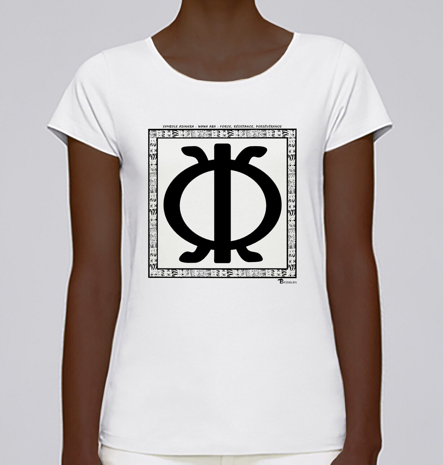TEE SHIRT SYMBOLE ADINKRA "WAWA ABA"  FORCE - RESISTANCE- PERSEVERANCE