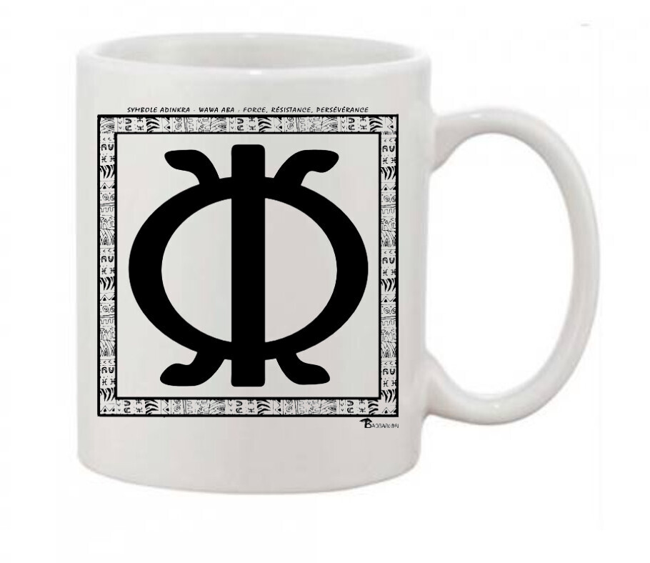 MUG SYMBOLE  ADINKRA  "WAWA ABA"  FORCE - RESISTANCE- PERSEVERANCE