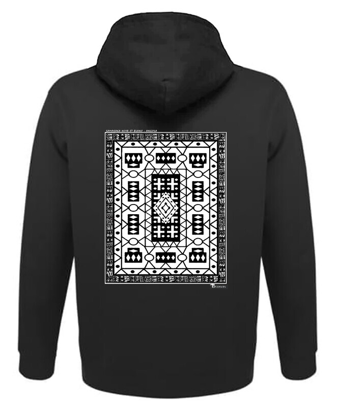 SWEAT A CAPUCHE SAMAKAKA NOIR-BLANC