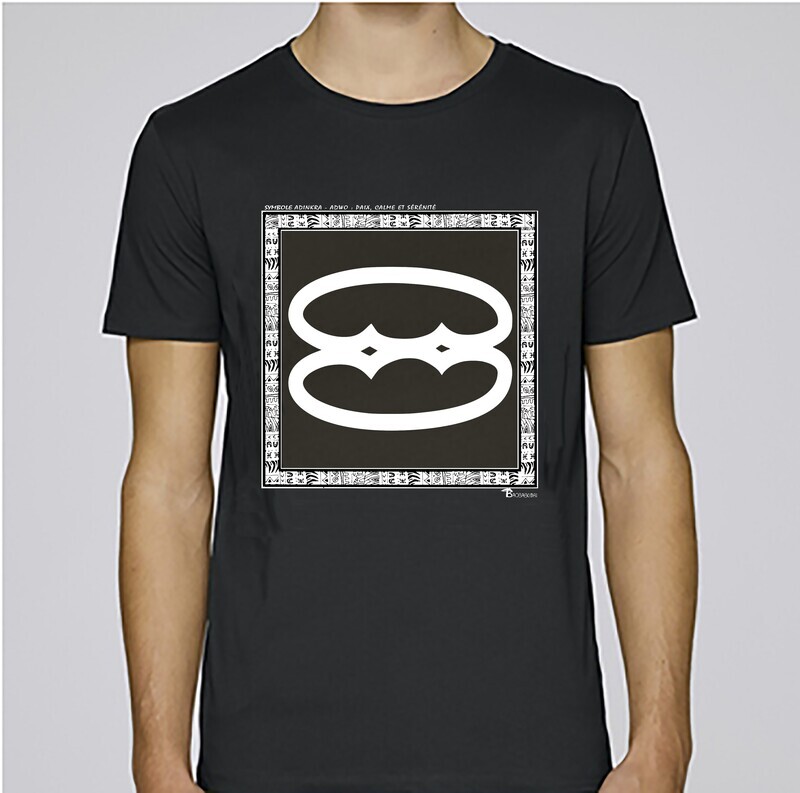TEE SHIRT SYMBOLE ADINKRA  "ADWO"  PAIX - CALME - SERENITÉ